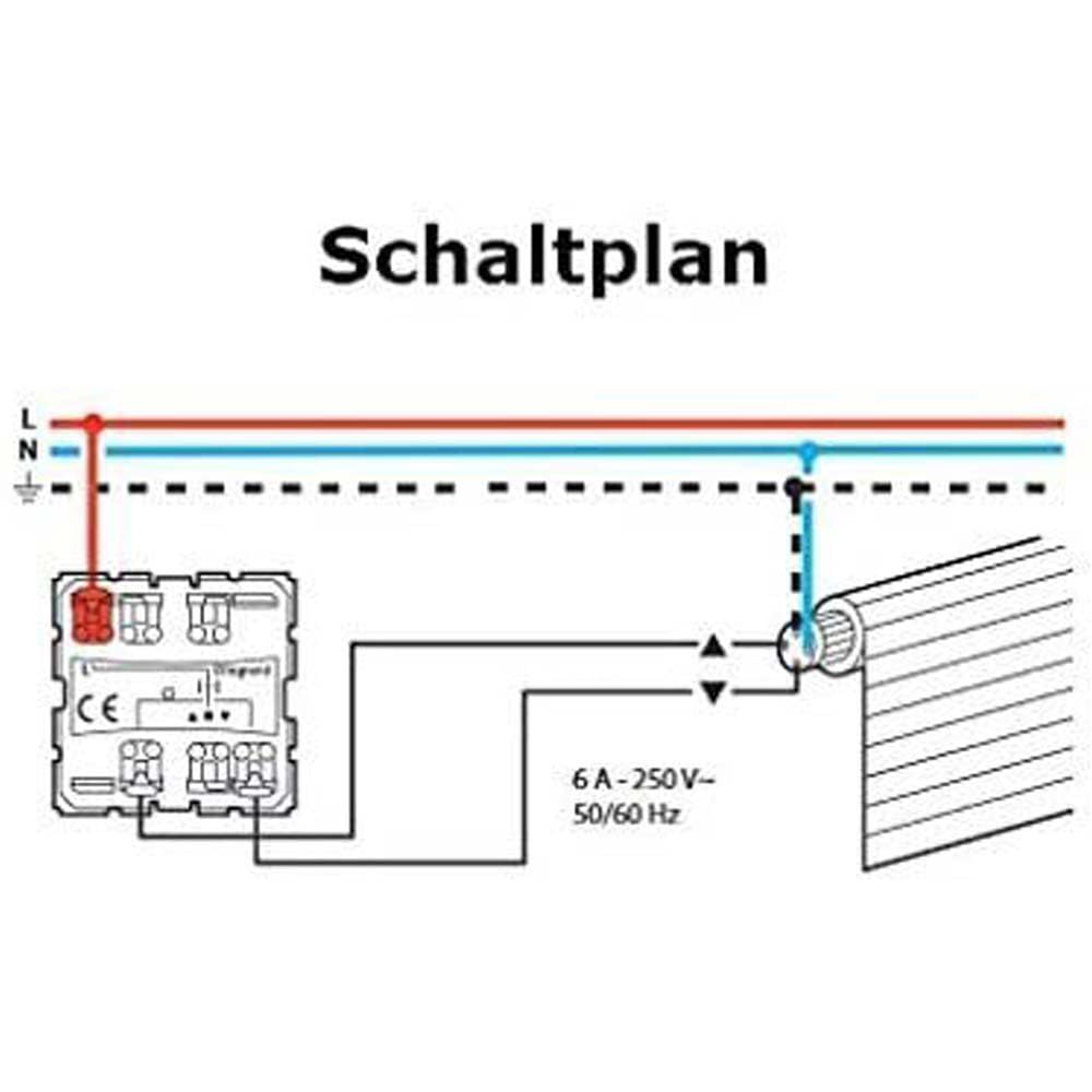 Livolo Wipp-Rollladenschalter 6A Schalter Jalousieschalter Markisennschalter UP mit Glasrahmen in Schwarz LEG-079126L Schutzklasse IP41 IK04