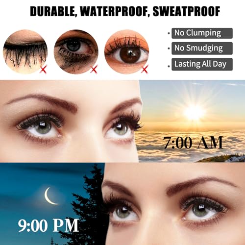 2 in 1 4D Silk Fiber Lash Mascara Waterproof - Mother's Day Gifts for Women Mom, Natural Long Lasting Mascara Black Volume and Length, Smudge-proof Mascara, Thickening Lengthening Mascara No Clumping - Image 6