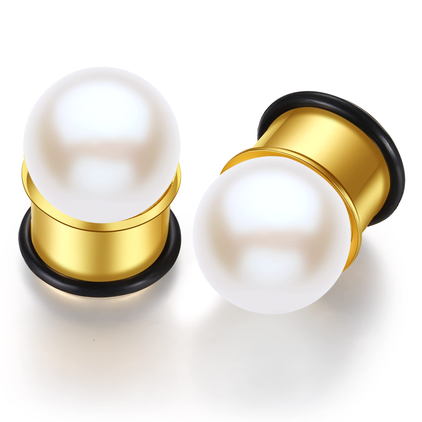 Pearl 00g Plugs Pearl Ear Gauges Stainless Steel Tunnel Plugs