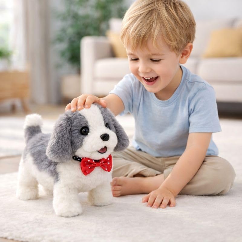 Image of Hopping Walking Dog Toy with Sounds, Jumping Dog Wiggling Tails, Twitching Mouth and Nose, Educational Interactive Dog Toy for Baby Kids Children