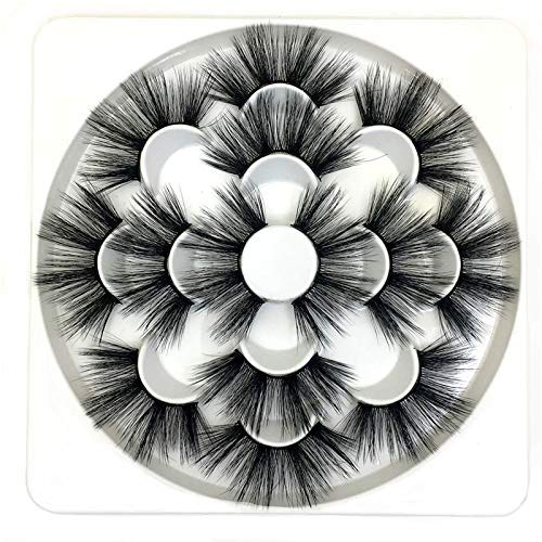 8D Mink Eye Lashes 7 Pairs 25mm False Eyelashes Wispy Fluffy Cruelty-free Thick Long Faux Mink Eye Extension Makeup Tools (8D-022)