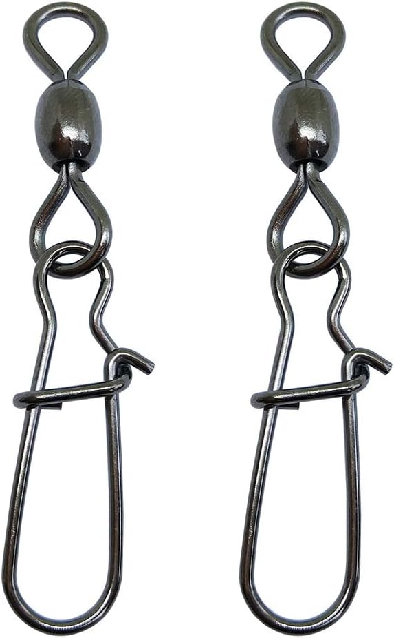 Unclesport 100pcs Fishing Crane Swivel with Duo Lock Snap Saltwater Freshwater Ice Fishing Tackle Bass Fishing Accessories 6LB-121LB