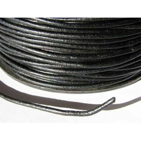 esnado Lederband, Lederschnur, Lederriemen 5 m. Rund 2,0 mm. Schwarz Cover
