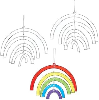 Baker Ross FC767 Rainbow Suncatcher Spiral Decoration Kits - Pack of 3, Painting Craft Kit for Kids, Stained Glass Window Crafts
