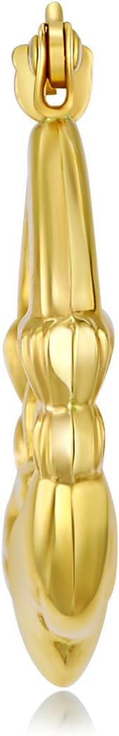 14k REAL Yellow Gold Fancy Claddagh Hoop Earrings (15 x 15mm)