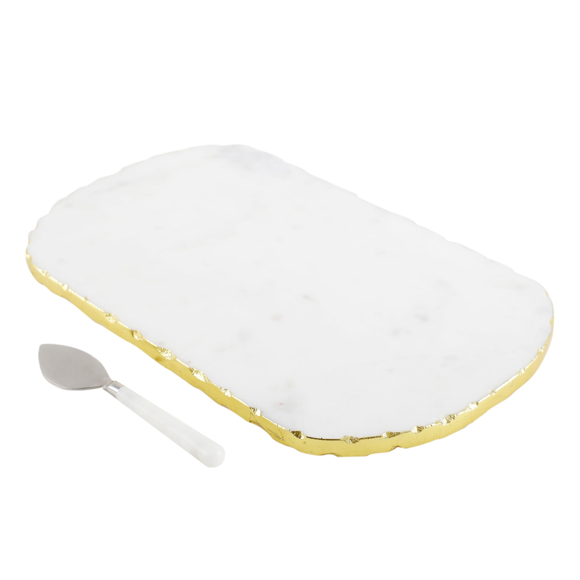 NikkisPride Indian Made Premium Marble Oval Cheese Platter with Cheese Knife Set – Elegant Serving Board for Parties, Entertaining & Gifts Standard Size 38 cm x 22.5 cm 3