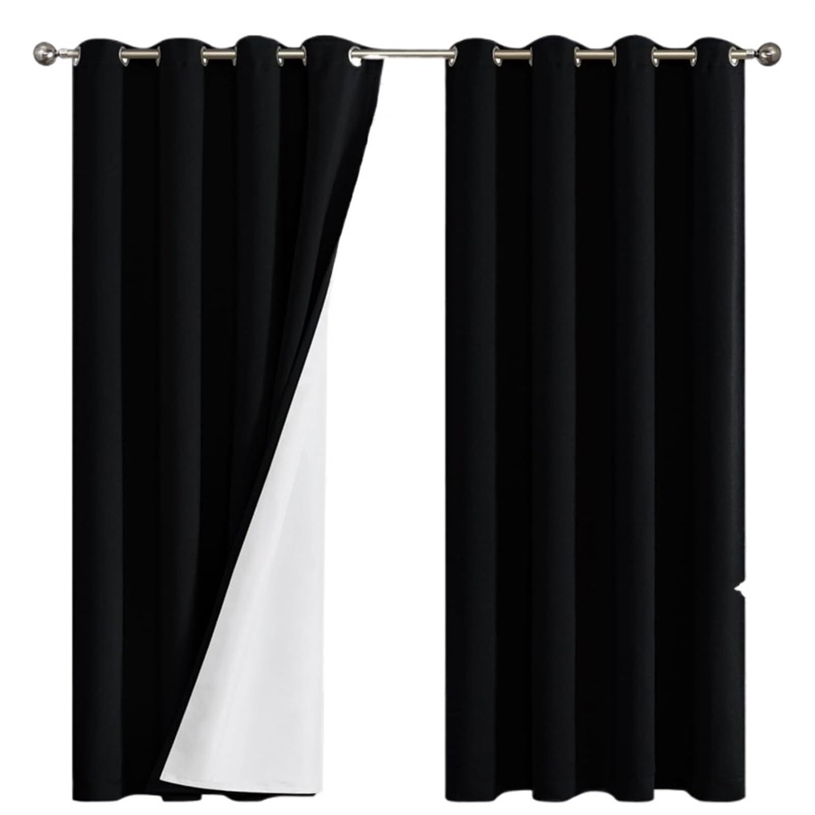 YDYAENIO blackout curtains Blackout Curtains for Bedroom with Double Layer Grommet Black Thermal Window Drapes for Bedroom Living Room Kitchen Window(White Black)