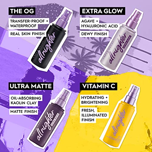 Urban Decay All Nighter Waterproof Makeup Setting Spray Set - Long Lasting, Up To 16 Hours - Oil-Free, Natural Finish - Non-Drying Formula For All Skin Types – 4.0 Fl. Oz + 1.0 Fl. Oz #TOP5