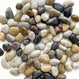 BaiMoure Polierte Kieselsteine 1,3kg (1-3cm) – Natur Dekosteine für Aquarium, Garten & Vasen – Bunter Glanzkies Flusskiesel für Blumentopf & Zierkies