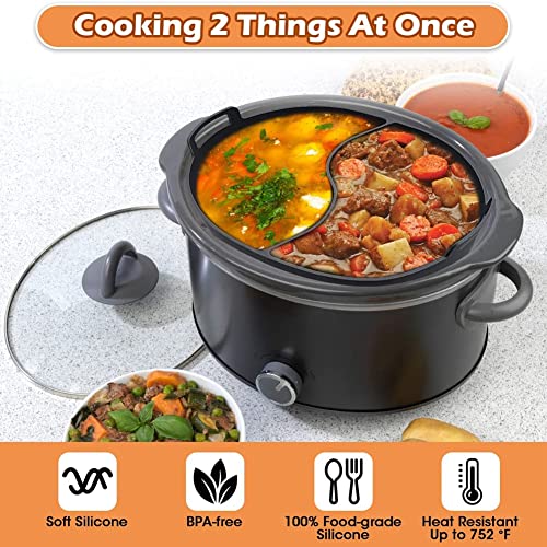 MansH - Forro de separación para olla lenta Fit 6QT, separador de silicona reutilizable, forro de cocina ovalado, fácil de limpiar y lavable en lavavajillas, color negro