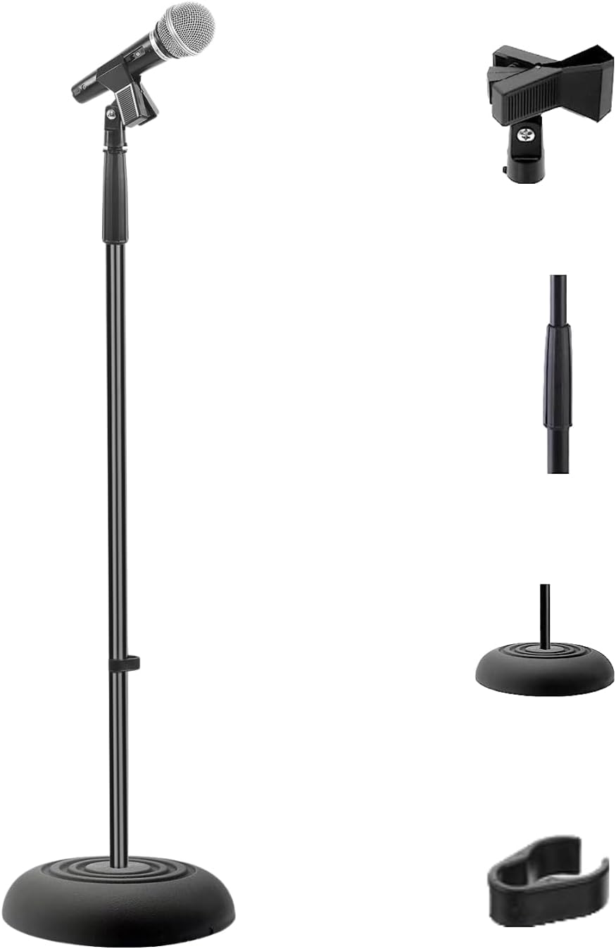 Pyle, Microphone Stand, Universal Mic Mount with Heavy Compact Base, Portable Mic Stand, Boom, Height Adjustable Straight Stands (85 โ 152 cm.)