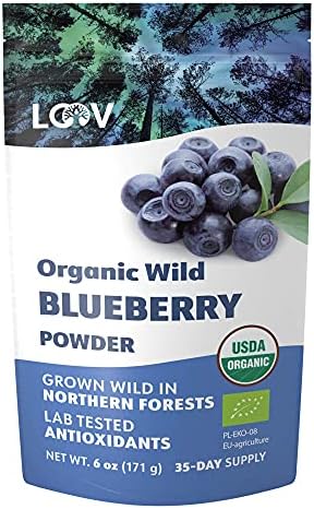 LOOV Organic Wild Blueberry Powder - 35-Day Supply, 6 Oz, Good for Smoothie & Breakfast, Freeze-Dried, from Northern Europe, No Added Sugar