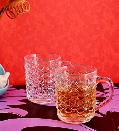 Image of Premium Glass Tea & Coffee Cups Set of 6, 230 ML Transparent Glass Mug with Handle for Coffee,Green Tea, Hot & Cold Beverages, Stylish Clear Drinking Cups for Home Kitchen Cafe (CTZ - 21)