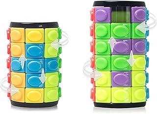 3D Puzzle Cube Rotate and Slide 5/7 Cylinder Layers Fidget Toy Smart IQ Fit Cognitive Cubes Educational DIY Brain Teaser Games for Boys Girls Kids Teens Adults (Pack of 2 Pieces)