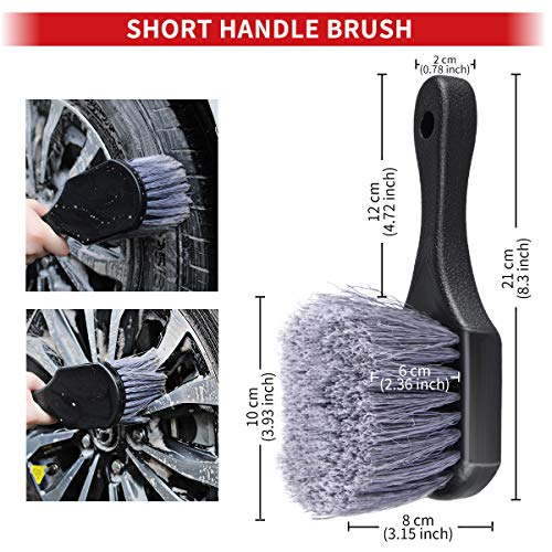 10 Pcs Wheel & Tire Brush Detailing Brushes Set - 16 Inch Long Rim Brush, 5Pcs Sizes Car Detailing Kits, Short Handle Tire Brush, 3Pcs Wire Brushes for Cleaning Car, Motorcycle, Interior, Exterior - Thumbnail 4