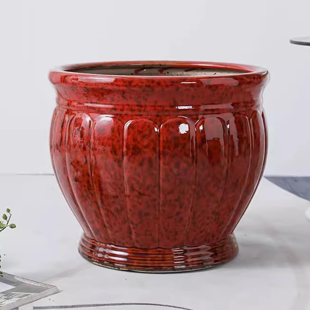 Amazon.com : FGJKKRMI Large Ceramic Plant Pots Red Outdoor Indoor Flower  Pots with Drainage Hole and Saucer, Vintage Round Planter Succulent Orchid Flower  Pot : Patio, Lawn & Garden