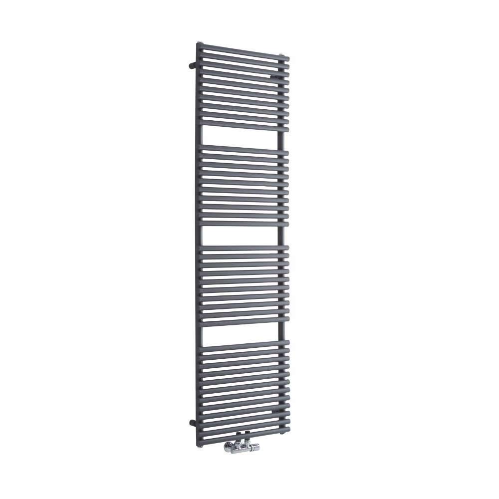 Milano Anthracite Via Middle Connection Bar On Bar Heated Towel Rail - 1823Mm X 500Mm