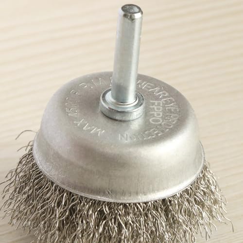Image of FPPO 7PCS Stainless Steel Wire Wheel Brush, Coarse Crimped Cup Brush and End Brush Kit,Wire Brushes for Use in Machines (Pack of 4)