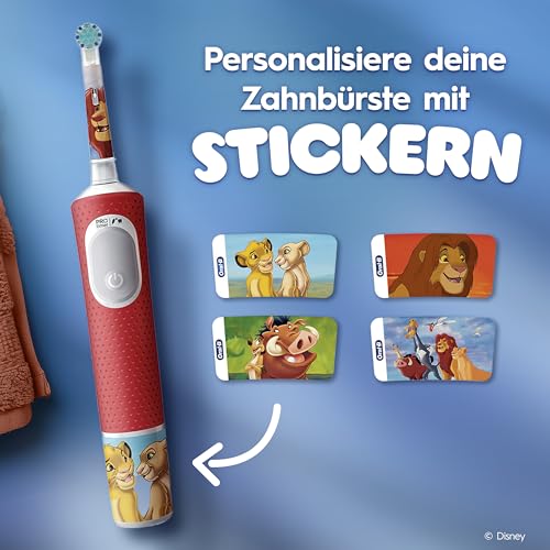 Oral-B Pro Kids 3+ König der Löwen Elektrische Zahnbürste für Kinder — Electric Toothbrush ab 3 Jahren, Inkl. 1 Aufsteckbürste, Extra Weiche Borsten und 2 Putzmodi für Zahnpflege, Weiß/Rot 6