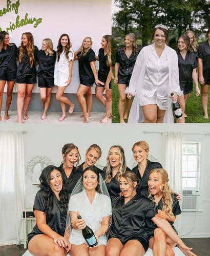 SWOMOG Women's Silk Satin Pajamas Set Short Sleeve Button Down Sleepwear Ruffle Hem Shorts PJ Sets Two-Piece Loungewear4