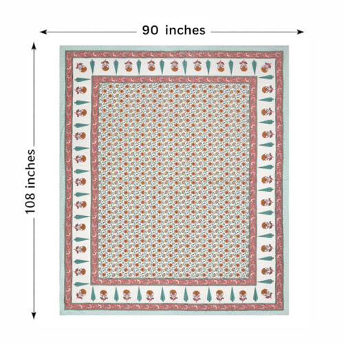 Image of elanorhomes 100% Cotton King Size Bedsheet, 240 TC Soft Breathable Bed Sheet with 2 Pillow Covers, Floral Printed Cotton Bedsheet for Double Bed, Machine Washable, 90x108 inch (Saffron Fern)