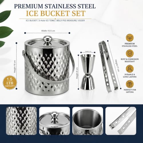 Image of FINALITY Stainless Steel Double Walled Insulated Ice Bucket (SILVER POLISH KATLI)
