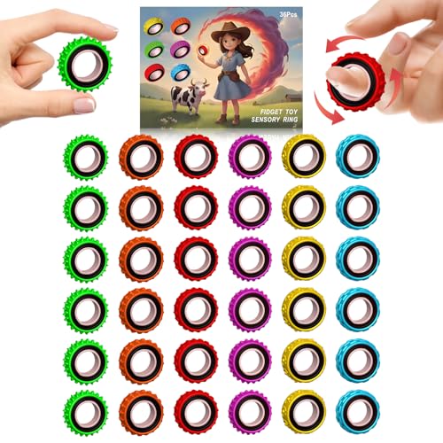 Fidget Rings, 36 Pack Sensory Rings, Quiet Fidget Ring for Anxiety Stress Relief, ADHD Autism (36PCS)