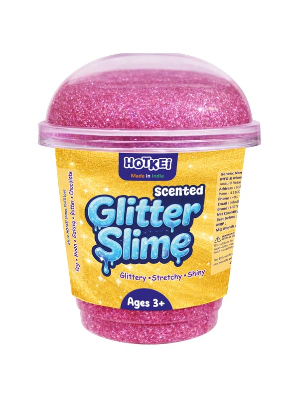 HOTKEI Pink Glitter Slime for Kids 3+ Years Super Stretchy Soft and Smooth Shiny Non-Toxic Sparkle Fun Slime Toy Birthday and Return Gift for Boys and Girls