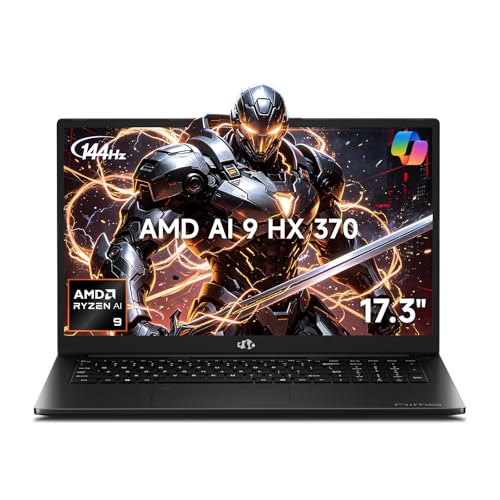 Image of NIMO 17.3 inch Copilot+ AI Laptop, AMD Ryzen AI 9 HX 370 (Up to 5.1GHz), 16GB DDR5 RAM 1TB SSD, Radeon 890M, 144Hz FHD Display, 100W PD, USB 4.0, Fingerprint, Win 11 Gaming Laptop with 2Y Warranty
