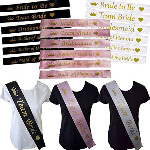 Buy Team Bride Sashes with Gold Writing (White with Gold Writing