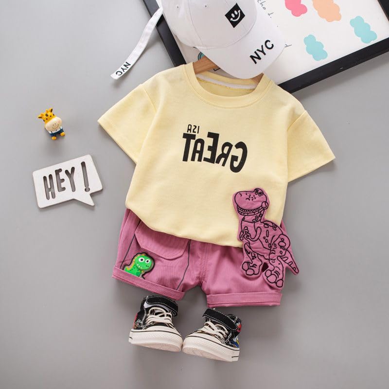Image of Baby boys summer cartoon decorative fashion 2pcs letter printed clothing suit for boys girls