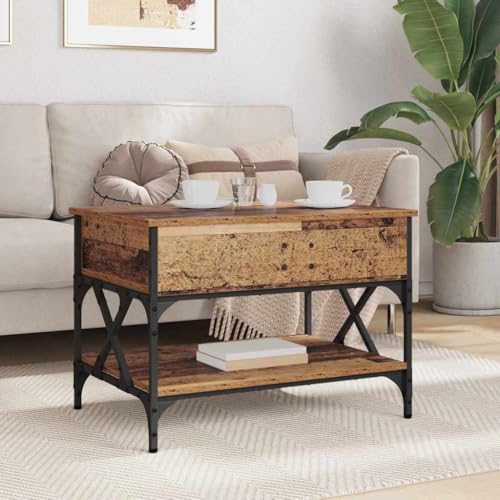 Table basse bois ancien pour optimiser les petits salons avec rangement - 5