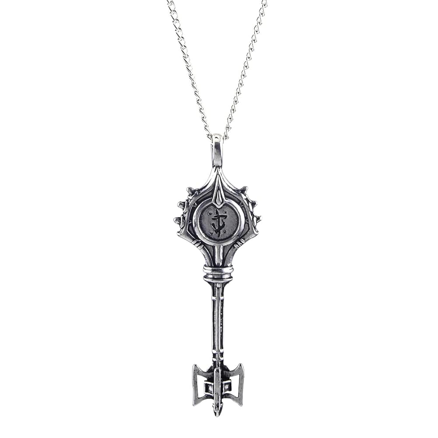GXM Game Doom Eternal Slayer Key Necklace Vintage Doublesided Engraving 3D Key Penant Necklaces for Fans Jewelry Accessories - Metal