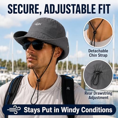 Image of Palmyth Fishing Hat with Detachable Neck Flap UPF 50+ Breathable Sun Hats
