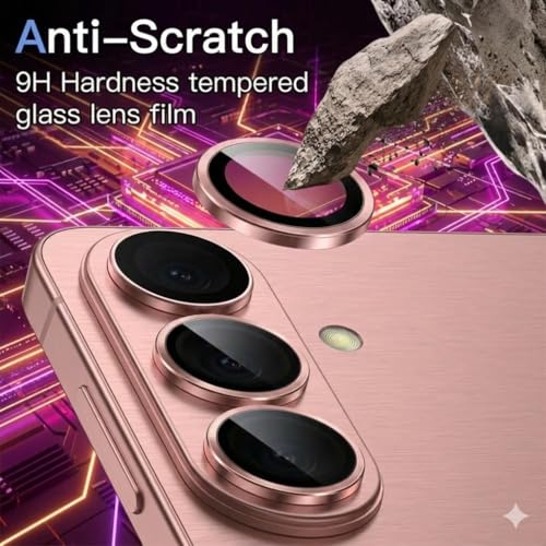 Image of Camera Lens Protector for Samsung Galaxy S26 / S26 Plus Pink Gold AR AF Coated 9H Tempered Glass Camera Guard, Anti Drop, Scratch Resistant Camera Lens, Case Friendly Waterproof Heavy Duty UHD Clear Camera Cover