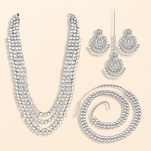 Image of Peora Ethnic Traditional Kundan Bridal Jewelry Set Gift for Women