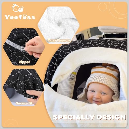 Yoofoss USBC Baby Car Seat Cover Winter Carseat Canopies Cover To Protect Baby From Cold Wind thumb #2