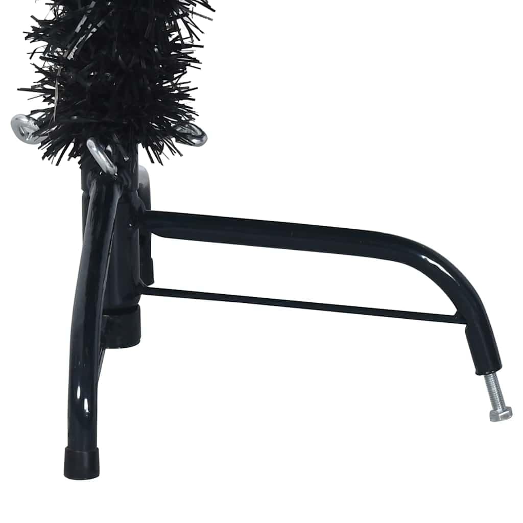 Árbol de Navidad artificial semicircular negro 150 cm con 340 ramas de PVC y soporte de acero estable semicircular para salón, oficina, interior y exterior, decoración festiva de Navidad