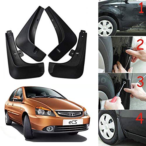 Image of Oshotto (O.E.M Fitting Cup Type) Mud Flap /Splash Guard Compatible with Tata Indigo ECS (Set of 4)