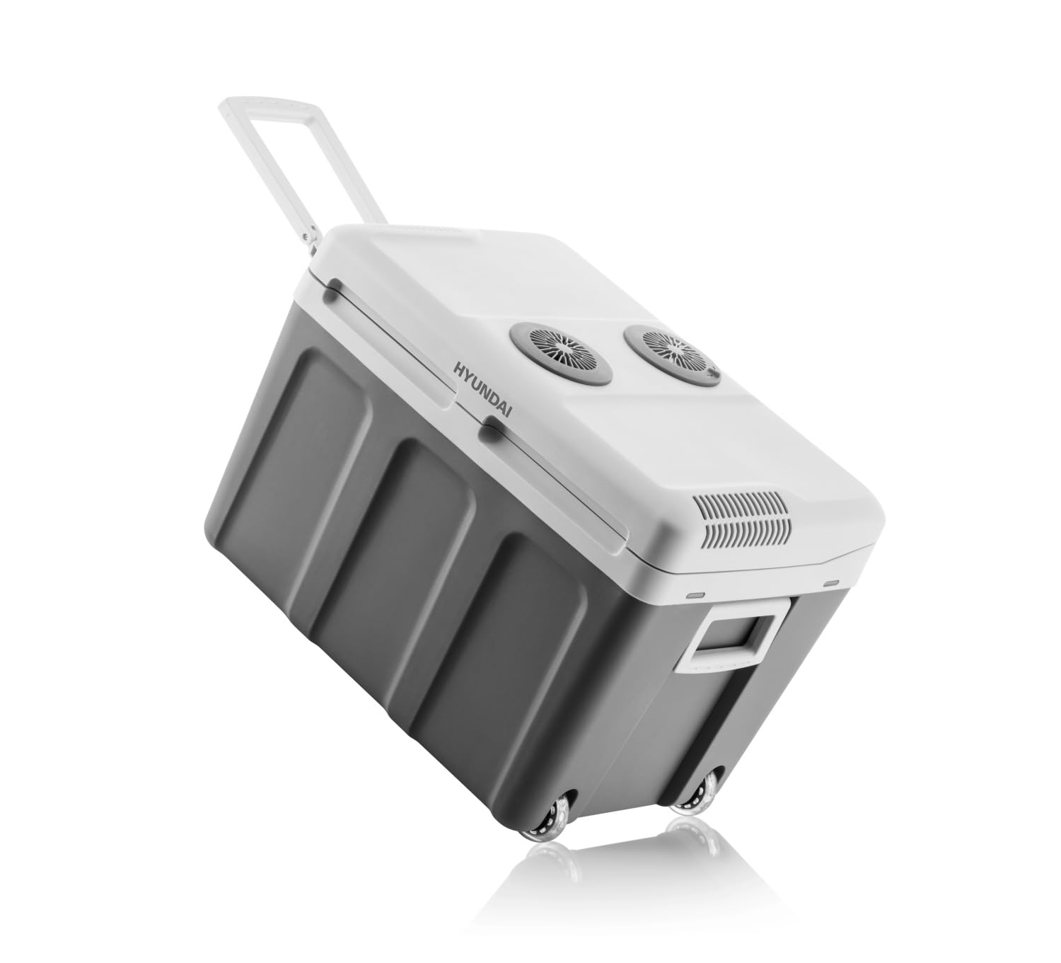 Hyundai Electronics Elektrische Kühlbox MC40E I 40L | 12V & 230V thermoelektrische Autokühlbox | Kühlen und Heizen bis 60°C | Leiser Betrieb | Trolley-Kühlwagen mit Rollen & ausziehbarem Griff