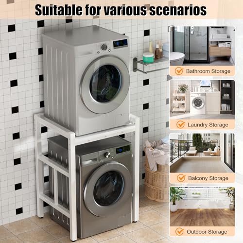 Kit de superposition pour lave-linge et sèche-linge blanc réglable et compact