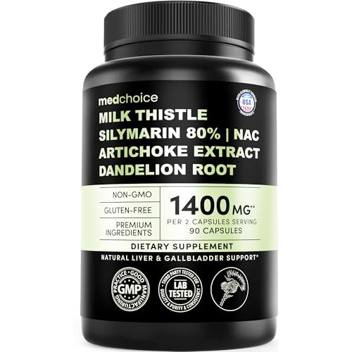 Milk Thistle Supplement w/ NAC Artichoke & Dandelion Liver Support Supplement & Gallbladder Supplements in One Liver Detox Milk Thistle & Liver Care Supplements 90 Vegan Capsules Pack of 1