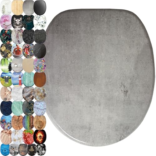 Sanilo WC Sitz ohne Absenkautomatik, viele schöne Toilettendeckel zur Auswahl, hochwertige und stabile Qualität aus Holz (Beton)