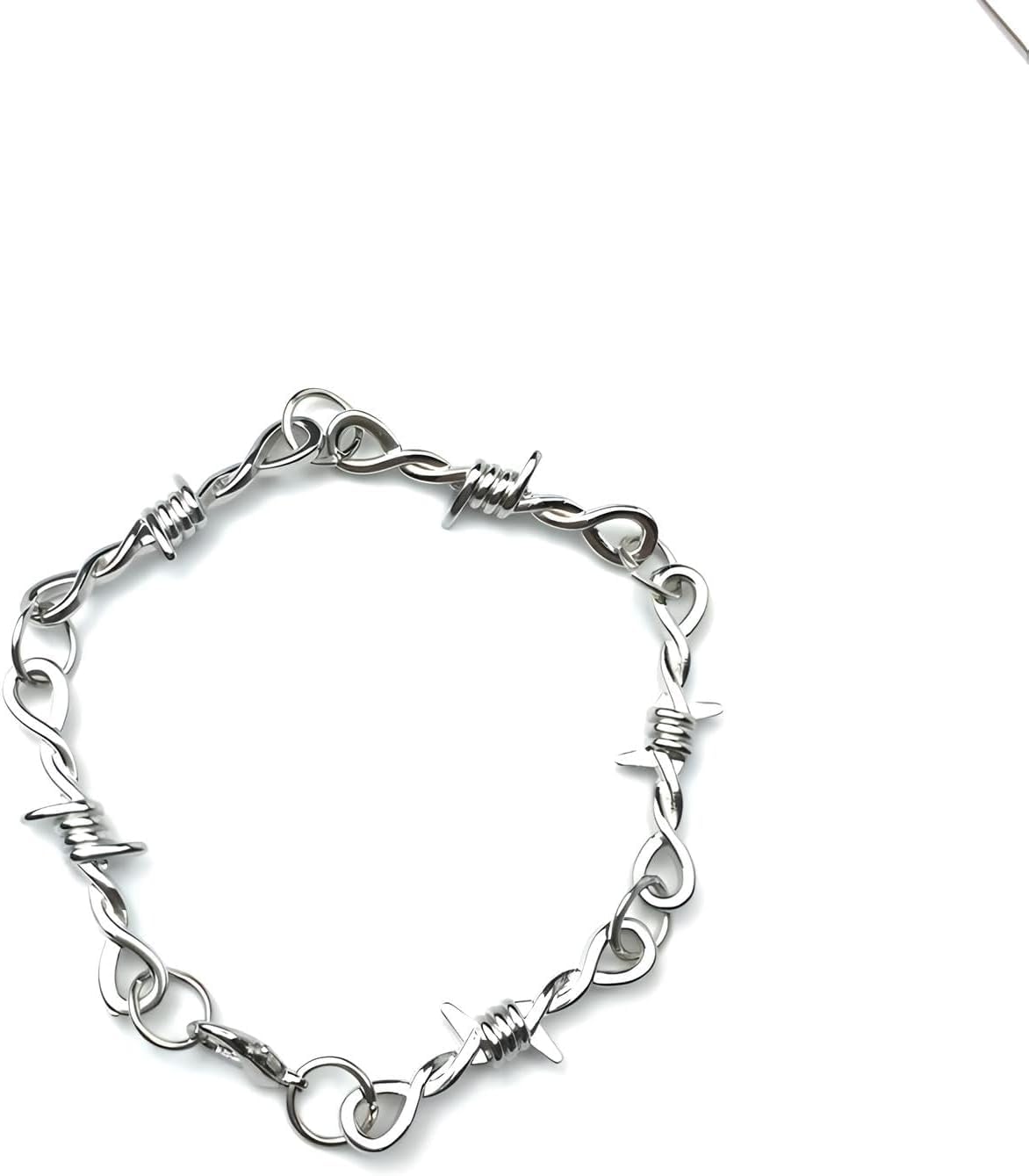 Collier en fil de fer barbelé en argent sterling 925 aux finitions punk luxe