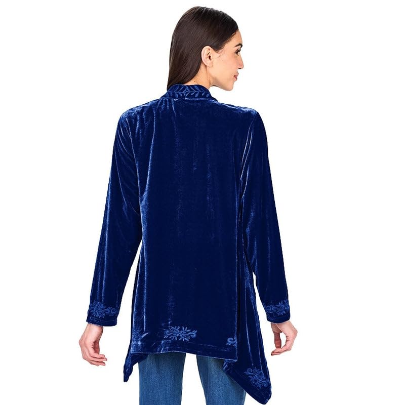 Image of The Lakeside Collection Women's Embroidered Velvet Open Front Cardigan