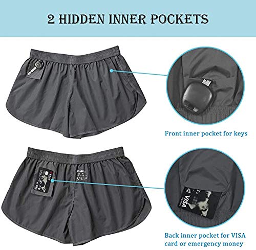 Geek LITHTING Short masculino casual confortável para treino, bolsos com zíper, cintura elástica, C-
