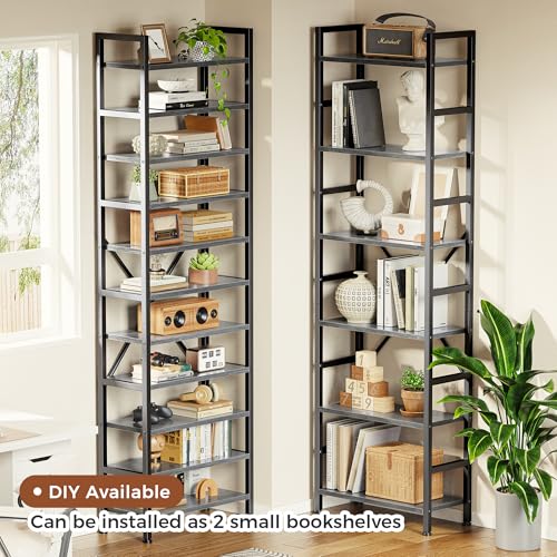 Image of SUPERJARE Triple Bookshelf, Bookcase with 17 Open Display Shelves, Wide Book Shelf Book Case for Home & Office, 6 Tier, Grey