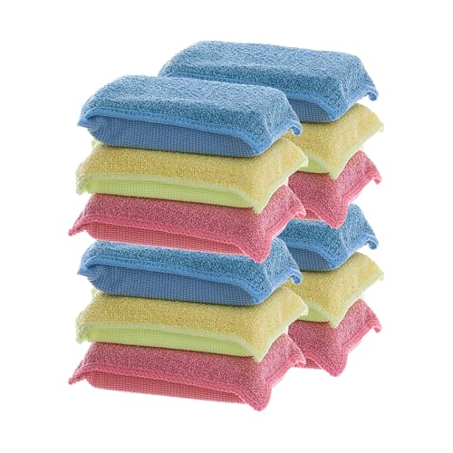 Image of Miracle Microfiber Scrubbing Sponge, Extra Scrubbing Power Kitchen Sponge, Sink, Pot, Pan and Dish Washing, Super Absorbent and Rapid Drying, Multicolor 12-Pack by Superio