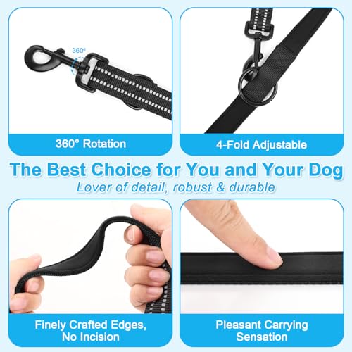ETACCU Freihandleinen Hundeleine Große Hunde Joggingleine Hund Mit Verstellbarem Hüftgurt Verwicklungsfreie Reflektierende Leinen für die Taille für Mittelgroße und Große Hunde