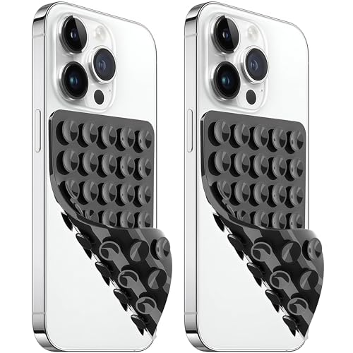 Anteel 2 Pack Silicone Suction Cup Phone Case Mount Double Sided, Non Slip Phone Accessories for Cellphone, Hands-Free Strong Grip Silicon Phone Holder for Selfies and Videos (Black)